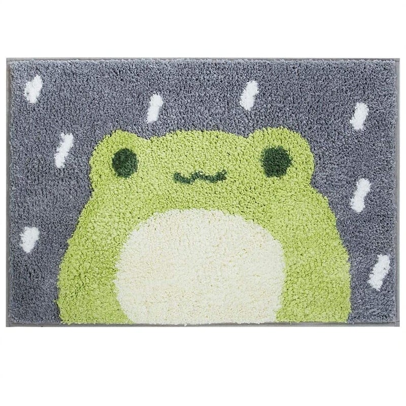Ankah Bath Mat Cute Shower Rug, Luxury Shaggy High Absorbent and Anti Slip, Machine Washable Fit for Bathtub, Shower and Bath Room, (17.71"x 25.59", Little Frog) - Image 1